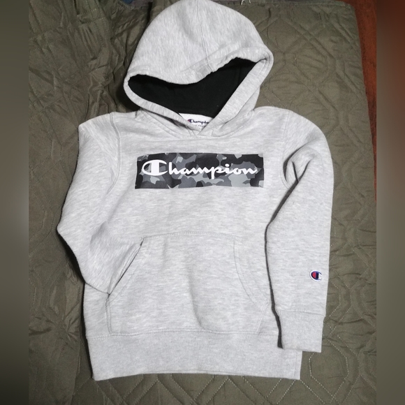 Champion Hoodie Jacket Coat, gray with camo logo, youth 6 small - Picture 6 of 6
